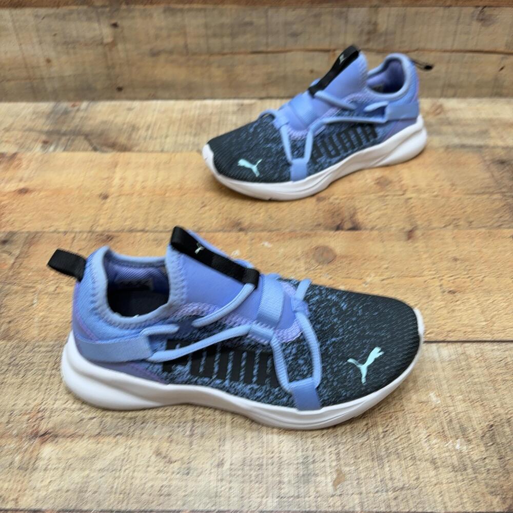Puma Softride Shoes youth girls Size 4.5 Purple Black Running Sneakers 378101-01
